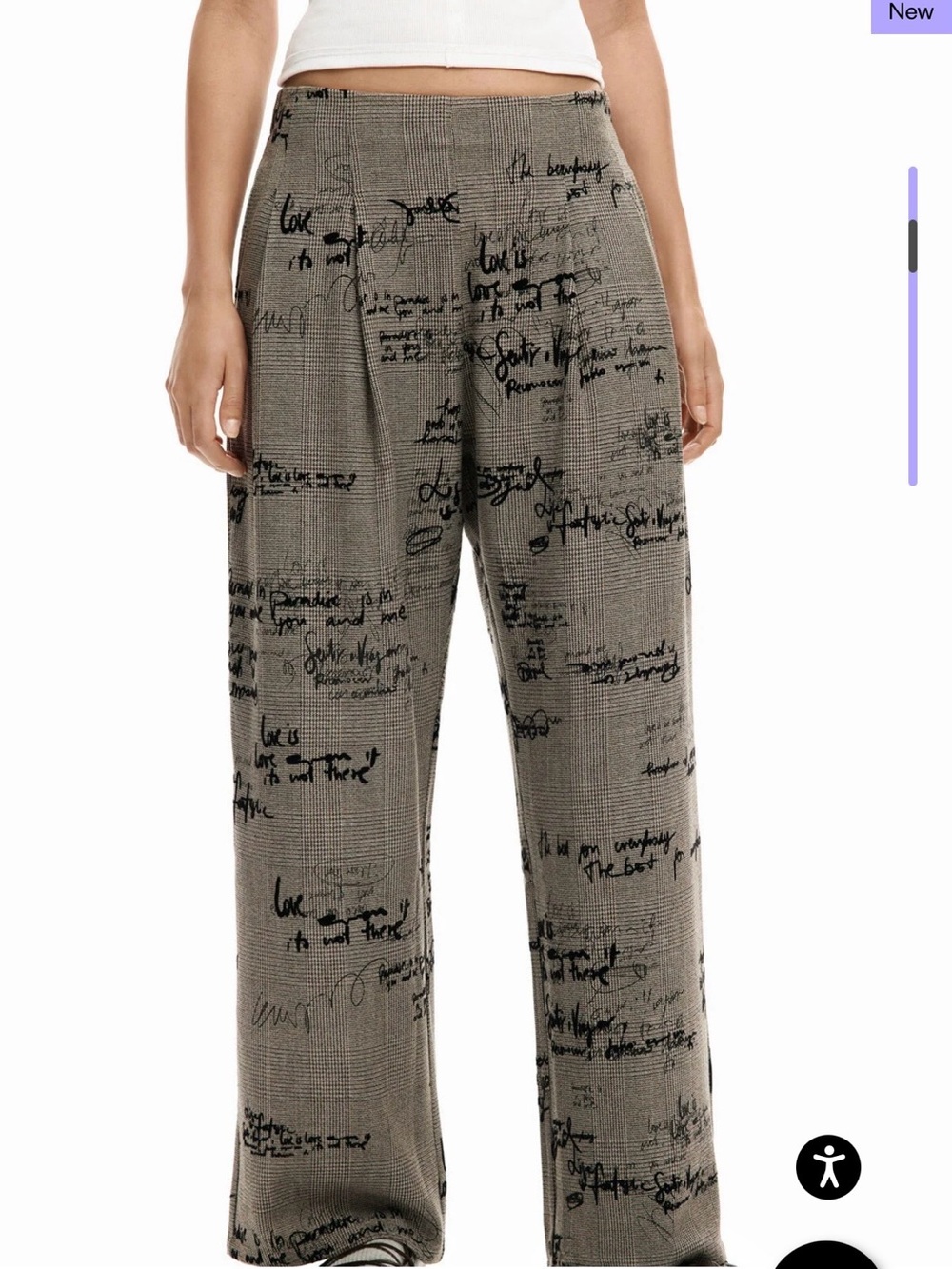 Desigual Plaid Lettering Trousers L